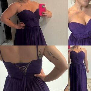 May Queen Strapless Sweetheart Chiffon Dress in true Purple